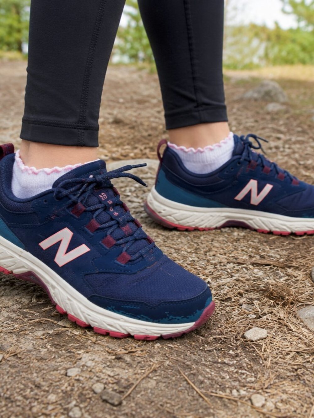 New Balance 510 Trail Running Shoes Kids Youth 4.5Y Navy Pink Hiking Sneakers
